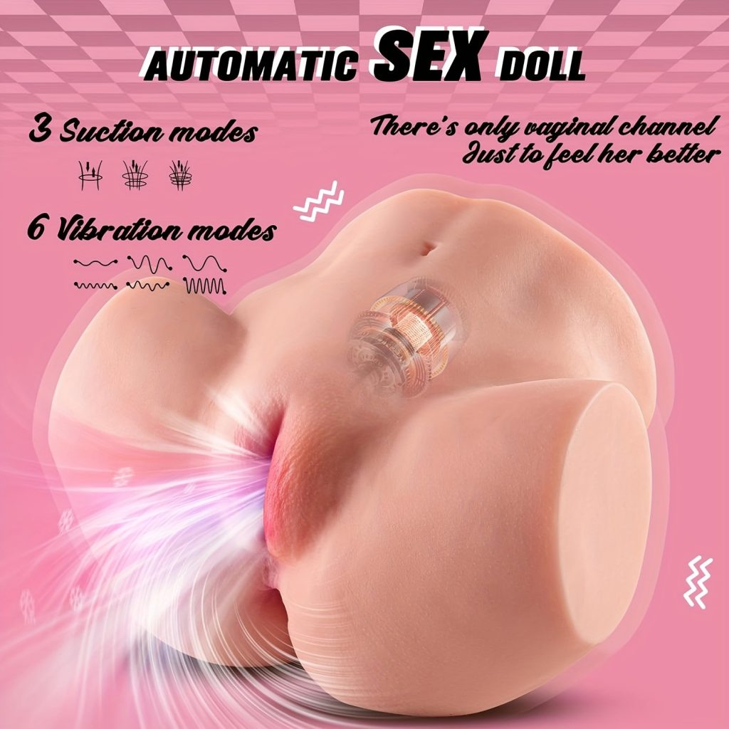 10LB Realistic Silicone Pocket Pussy - Sucking Vibrating Motor, Automatic Flesh Sex Doll Butt with Skin Texture, Lifelike Vaginal Channel, Sensory Stimulation and Ultimate Pleasure Experience for Men