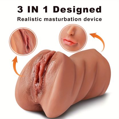 1 Piece Realistic Three-in-One Pocket Pussy Male Masturbator - Ultra-Realistic Texture, Deep Throat Oral, Tight Anal Sex, and Lifelike Vagina Experience - Adult Sex Toy for Men - Image 2