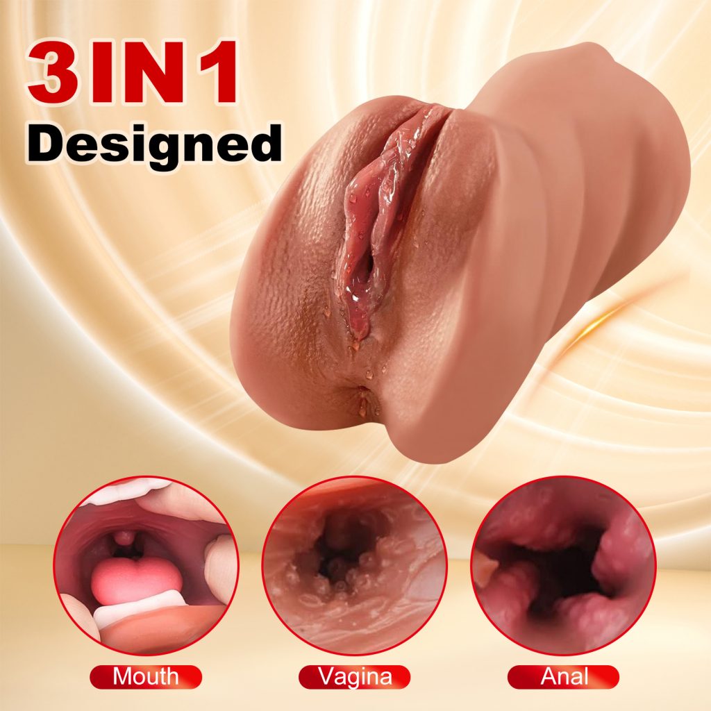 1 Piece Realistic Three-in-One Pocket Pussy Male Masturbator - Ultra-Realistic Texture, Deep Throat Oral, Tight Anal Sex, and Lifelike Vagina Experience - Adult Sex Toy for Men