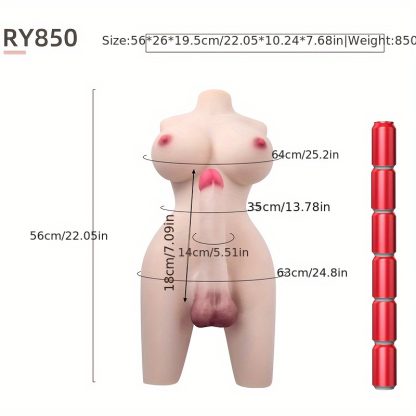 1pc Realistic Unisex Sex Doll Torso Male Masturbator - Huge Dildo, Big Boob, Realistic Anal, Pocket Size, Soft Skin, Lifelike Details - Erotic Sex Toy for Male Pleasure and Satisfaction - Image 5