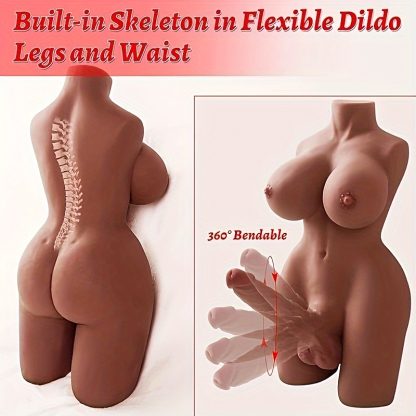 1pc Realistic Unisex Sex Doll Torso Male Masturbator - Huge Dildo, Big Boob, Realistic Anal, Pocket Size, Soft Skin, Lifelike Details - Erotic Sex Toy for Male Pleasure and Satisfaction - Image 2
