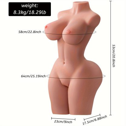 18.3LB Realisitc Sex Doll Sex Toys For Men Scaled-Down Female Sex Torso With Life-Sized Big Boobs Tight Vaginal & Anal, Sexy Doll Vagina Big Breast Butt Toys For Adults, Built-in Skeleton Dual Channel Adult Sex Dolls For Men (Wheat) - Image 4
