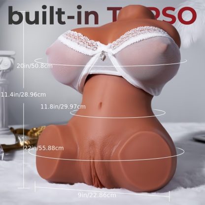 7.7LB Sex Doll Male Masturbator, 3 in 1 Lifelike Pocket Pussy Masturbator Toy for Adult Men Masturbation, Brown Big Boobs with Realistic Vagina Anal, Love Doll with Built-in Torso for Male Sex Toys - Image 3