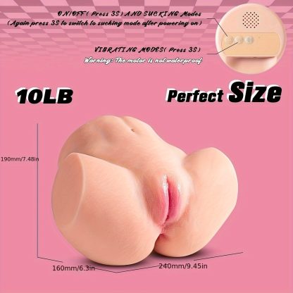 10LB Realistic Silicone Pocket Pussy - Sucking Vibrating Motor, Automatic Flesh Sex Doll Butt with Skin Texture, Lifelike Vaginal Channel, Sensory Stimulation and Ultimate Pleasure Experience for Men - Image 4
