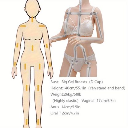 Life-size full-size TPE full body silicone solid doll with movable skeleton for men non-inflatable silicone doll soft jelly chest big boobs love doll standing feet Asian female sex doll - Image 4
