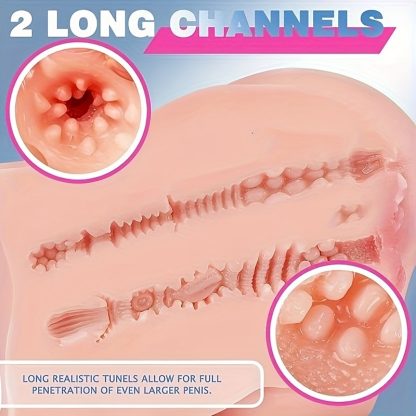 Realistic Male Masturbator With Full Butt - Waterproof Tpe Material, Non-Latex, Battery-Free, Vaginal & Anal Channels For Multiple Sex Positions, Perfect For Men's Pleasure - Image 4