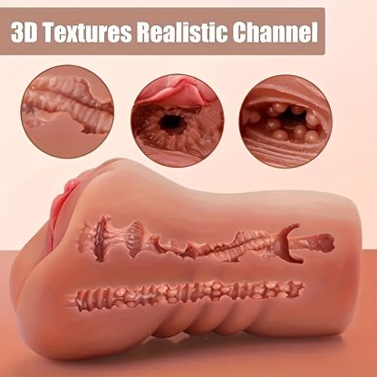 1pc 2-in-1 Mini Realistic Pocket Vagina and Tight Anus Sex Stroker - Dual-Textured, 3D Designed, Portable, and Discreet Male Masturbator - Adult Sex Toy for Men - Image 7