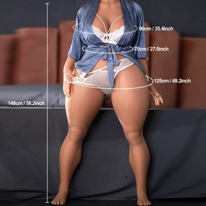 58.2inch Adult Big Boobs And Big Hips Reality Full Size 1:1 Sex Doll Wheat Color And Soft Body With TPE Silicone Head Wig Love Doll Made Of Metal Skeleton Sex Toy With Three Holes Shipped From USA 117lbs - Image 2
