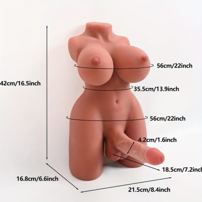 1pc 12.13lbu002F5.5kg Brown-Skin Shemale Sex Doll Masturbator With Big Boobs Realistic Flexible 7.3in Dildo And Tight Anus, Down-Sized Transsexual Torso For Men Women Pleasure - Image 4
