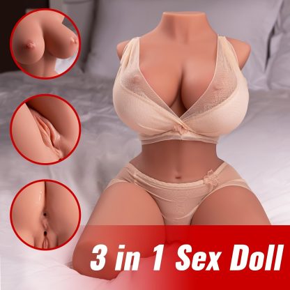 1 pc 23LB Realisitc Sex Doll Sex Toys for Men Scaled-Down Female Torso Realistic Pocket Pussy with Big Boobs Tight Vaginal & Anal, Built-in Skeleton Dual Channel Male Masturbator Sex Dolls - Image 2