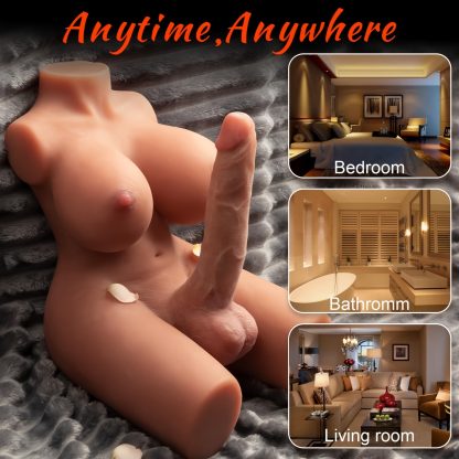 3 In 1 Transsexual Torso Sex Dolls - With Artificial Penis Sex Dolls With Real Elastic Breasts Anus, Neutral Adult Sex Toys For Male And Female Couples Sex Fun, Transsexual Torso Sex Toys With Giant Dildos - Image 2