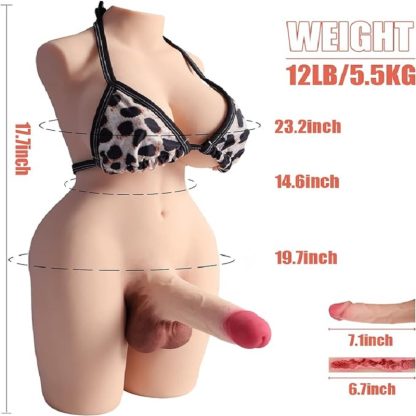Shemale Sex Doll Torso with Realistic Dildo Breasts and Anal Sex Sex Dolls for Men Women Couple Unisex Masturbation Sex Fun Adult Sex Toys Love Doll with Dildo Testicles Anus 12lb - Image 5