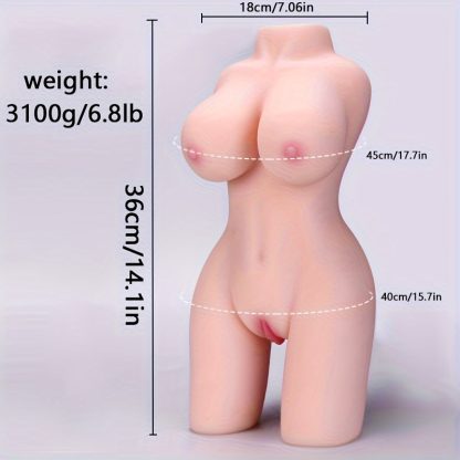 6.8lb Realistic Torso Pubic Butt Male Accessories Adult Sex Toy Doll 3 In 1 Mini Dual Channel With Soft Breasts 3D Realistic Vagina And Built-in Skeleton Realistic Adult Sex Toy For Men - Image 4