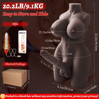 9.1kg Realistic Shemale Torso Sex Doll - Lifelike Transsexual Love Dolls with Huge Penis, Silicone Breasts, Anal, and Testicles for Men, Women, Gay Couples - Unisex Masturbator for Adult Sex Toys and Male Masturbation - Image 8