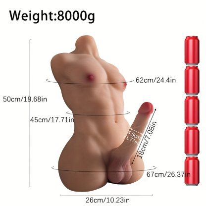 1pc Male Sex Doll Torso With Big Dildo Transsexual Doll With Realistic Dildo Anus, Men Sex Doll Female Adult Sex Toy Unisex Sex Toy Men Gay Couple - Image 4