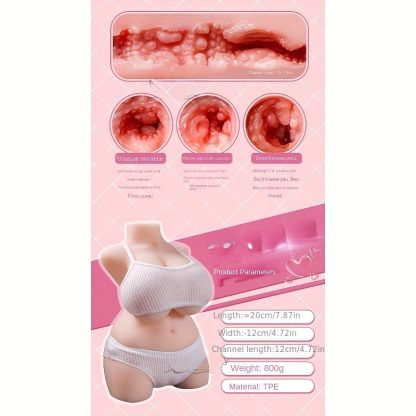 Sex Doll Toy Male Reduced Size Adult Pocket Pussy, Vagina Body Silicone Doll Real Sex Realistic Male Masturbation Ass Female Sex Torso Includes Clothes - Image 3