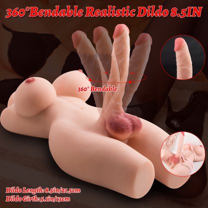 20.2lbu002F9.1kg Realistic Shemale Sex Doll Torso - Life-like Transsexual Love Dolls for Men Women Gay Couple Adult Sex Toys - Huge Penis, Silicone Breast, Anal, Testicles, Unisex Masturbator for Male Masturbation - Image 6