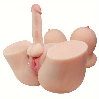 Realistic Female Chest Molds with Male Dildo and Female Genitalia - Waterproof, Latex, No Battery, TPE Material - Image 7
