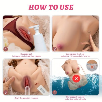 16.09lb Automatic Sucking Vibrating Sex Dolls Male Masturbator, 3 In 1 Scaled-Down Female Torso Realistic Pocket Pussy With Big Boobs Tight Vaginal & Anal, Love Doll Adult Sex Toy For Men Orgasm - Image 7