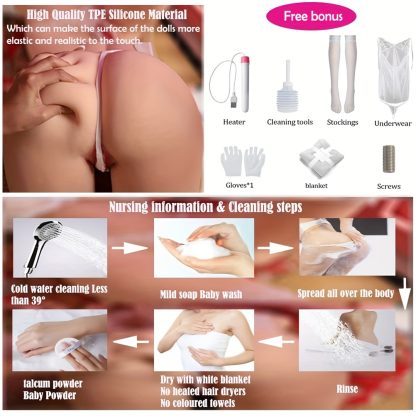 4.86FTu002F148CM Silicone Big Breast Sex Doll Full Size Round Hips Sex Doll For Men, Full Body Sex Doll Life-Size Sex Doll, Realistic TPE Sex Doll, Female Sex Doll, Anime Real Sex Doll With Underwear And Heater, Light Brown - Image 7