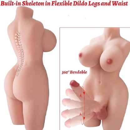 Shemale Sex Doll Torso with Realistic Dildo Breasts and Anal Sex Sex Dolls for Men Women Couple Unisex Masturbation Sex Fun Adult Sex Toys Love Doll with Dildo Testicles Anus 12lb