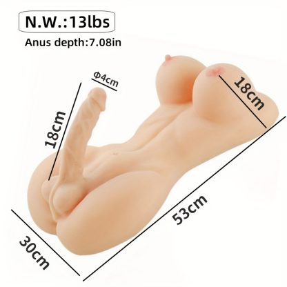 Life Size 3-in-1 Shemale Torso Sex Doll - Transsexual Sex Doll With Realistic Huge Flexible Dildo Soft Breasts Tight Anal, Unisex Masturbator Adult Sex Toy For Men Women Gay Lesbian Couple Sex Fun - Image 3