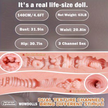 4.6 FTu002F140CM Realistic TPE Full Size Sex Doll Life Size Male Sex Doll For Men Female Body Sex Dolls Adult Love Doll Women's TorsoTPE Silicone Sex Toy For Man Sex Toys With Standing Legs Pleasure, Light Tan - Image 7