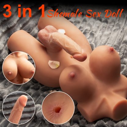 3 In 1 Transsexual Torso Sex Dolls - With Artificial Penis Sex Dolls With Real Elastic Breasts Anus, Neutral Adult Sex Toys For Male And Female Couples Sex Fun, Transsexual Torso Sex Toys With Giant Dildos - Image 5