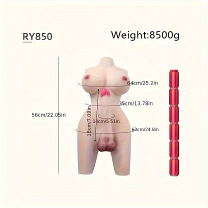Realistic Crossdressing Sex Doll, 8500g, 64cmu002F25.2in Bust, 35cmu002F13.78in Waist, 56cmu002F22.05in Hips, 11cmu002F5.51in Diameter, 63cmu002F24.8in Length - Suitable for Both Men and Women - Waterproof, Non-Latex, Battery-Free, TPE Material - Image 3