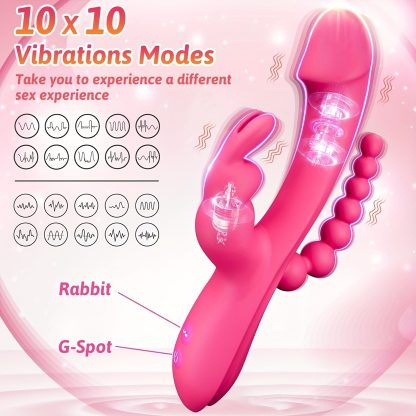 1pc Rabbit G Spot Vibrator Female Sex Toys - Adult Toys Clitoral Vaginal Nipple Dildos Sex Stimulator Double 10 Modes Vibrators Silicone Anal Bead Women Couples Massager - Image 2
