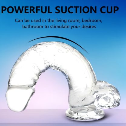 1pc Realistic Crystal Clear Jelly Dildo with Suction Cup - Large Transparent Anal Plug, Butt Plug for only Women, Gay Lesbian Adult Pleasure Toy, No Battery Needed - Image 5