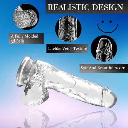 1pc Realistic Crystal Clear Jelly Dildo with Suction Cup - Large Transparent Anal Plug, Butt Plug for only Women, Gay Lesbian Adult Pleasure Toy, No Battery Needed - Image 2