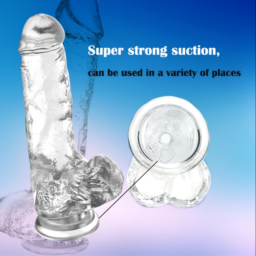 1pc Realistic Crystal Clear Jelly Dildo with Suction Cup - Large Transparent Anal Plug, Butt Plug for only Women, Gay Lesbian Adult Pleasure Toy, No Battery Needed