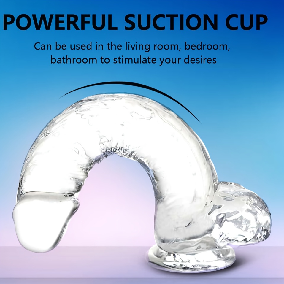 1pc Realistic Crystal Clear Jelly Dildo with Suction Cup - Large Transparent Anal Plug, Butt Plug for only Women, Gay Lesbian Adult Pleasure Toy, No Battery Needed