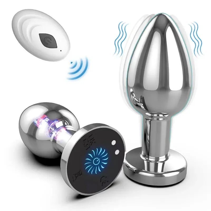 Vibrating Anal Plug Vibrator Remote Control 10 Powerful Vibrations Prostate Massager with Flashing Light Base Sex Toy for Couple