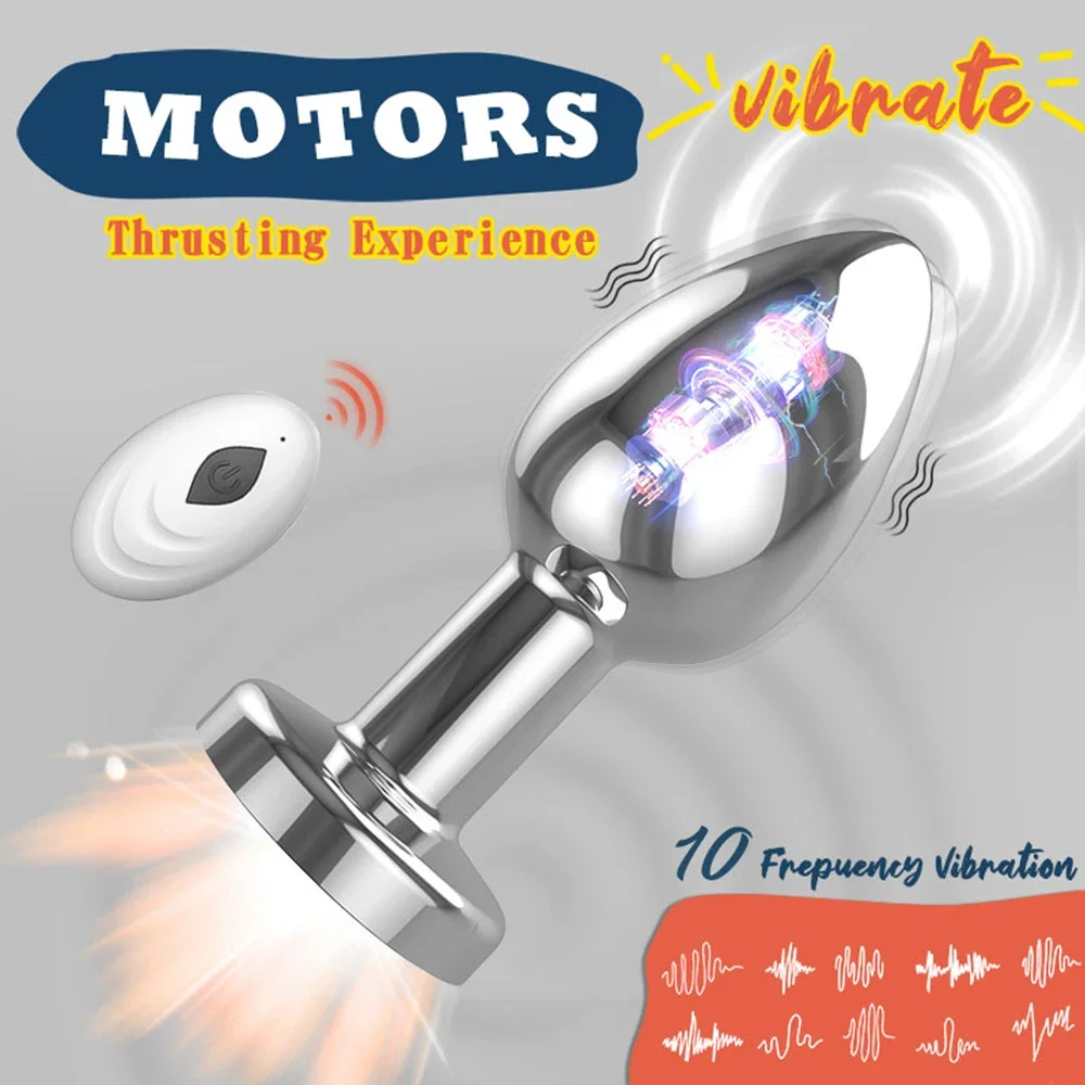 Vibrating Anal Plug Vibrator Remote Control 10 Powerful Vibrations Prostate Massager with Flashing Light Base Sex Toy for Couple