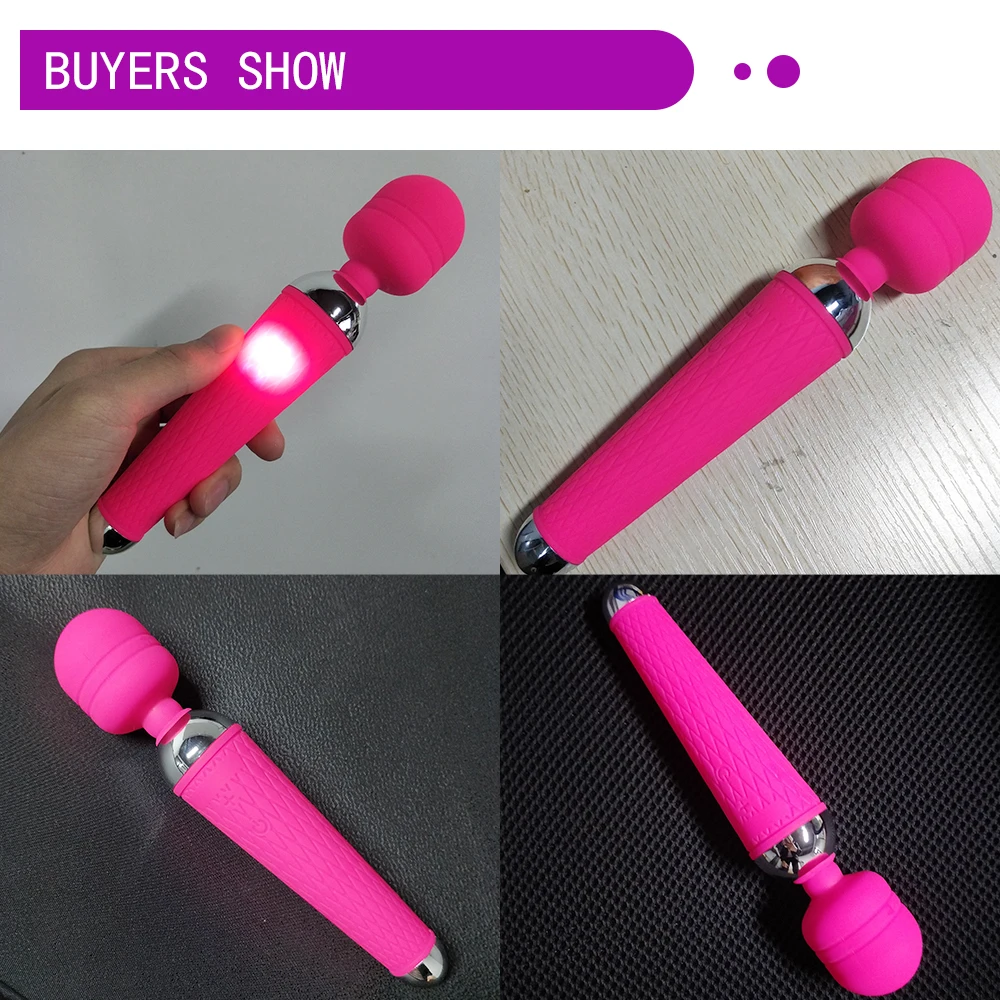 Powerful Vibrator 20 Speeds Clitoris G-Spot Stimulation AV Wand Stick Massager Dildo Masturbator Erotic Sex Toys for Adults 18