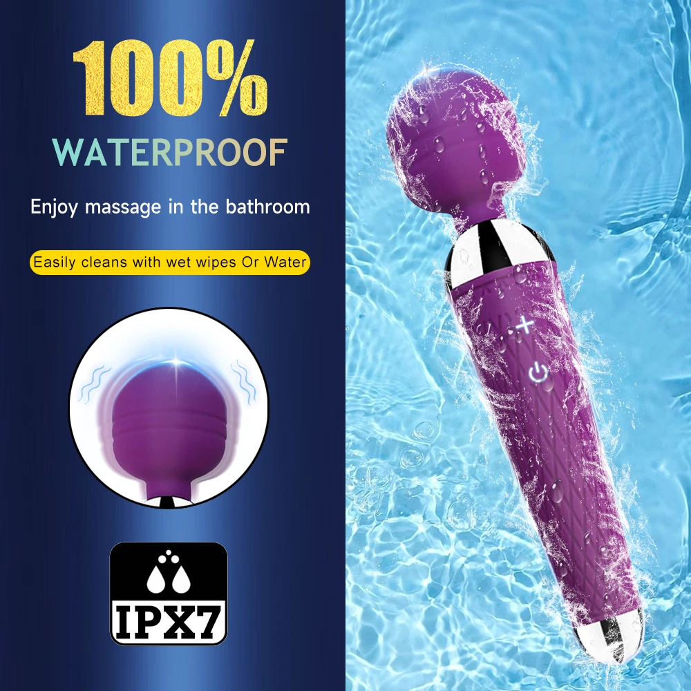 Powerful Vibrator 20 Speeds Clitoris G-Spot Stimulation AV Wand Stick Massager Dildo Masturbator Erotic Sex Toys for Adults 18