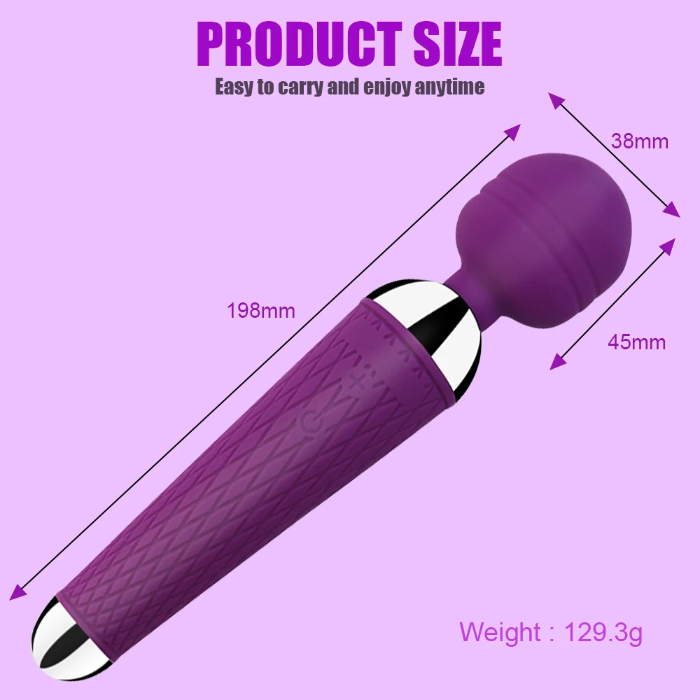 Powerful Vibrator 20 Speeds Clitoris G-Spot Stimulation AV Wand Stick Massager Dildo Masturbator Erotic Sex Toys for Adults 18