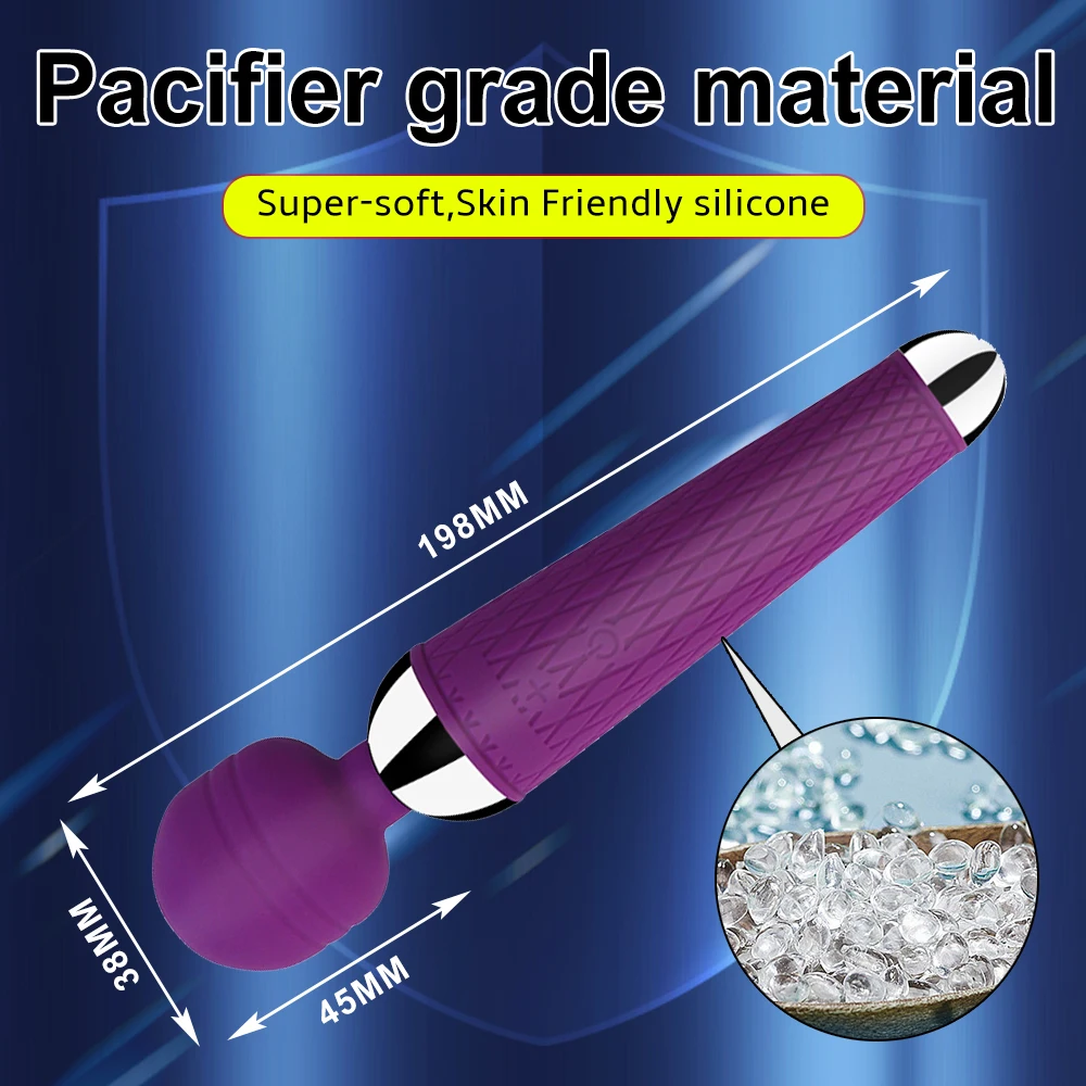 Powerful Vibrator 20 Speeds Clitoris G-Spot Stimulation AV Wand Stick Massager Dildo Masturbator Erotic Sex Toys for Adults 18
