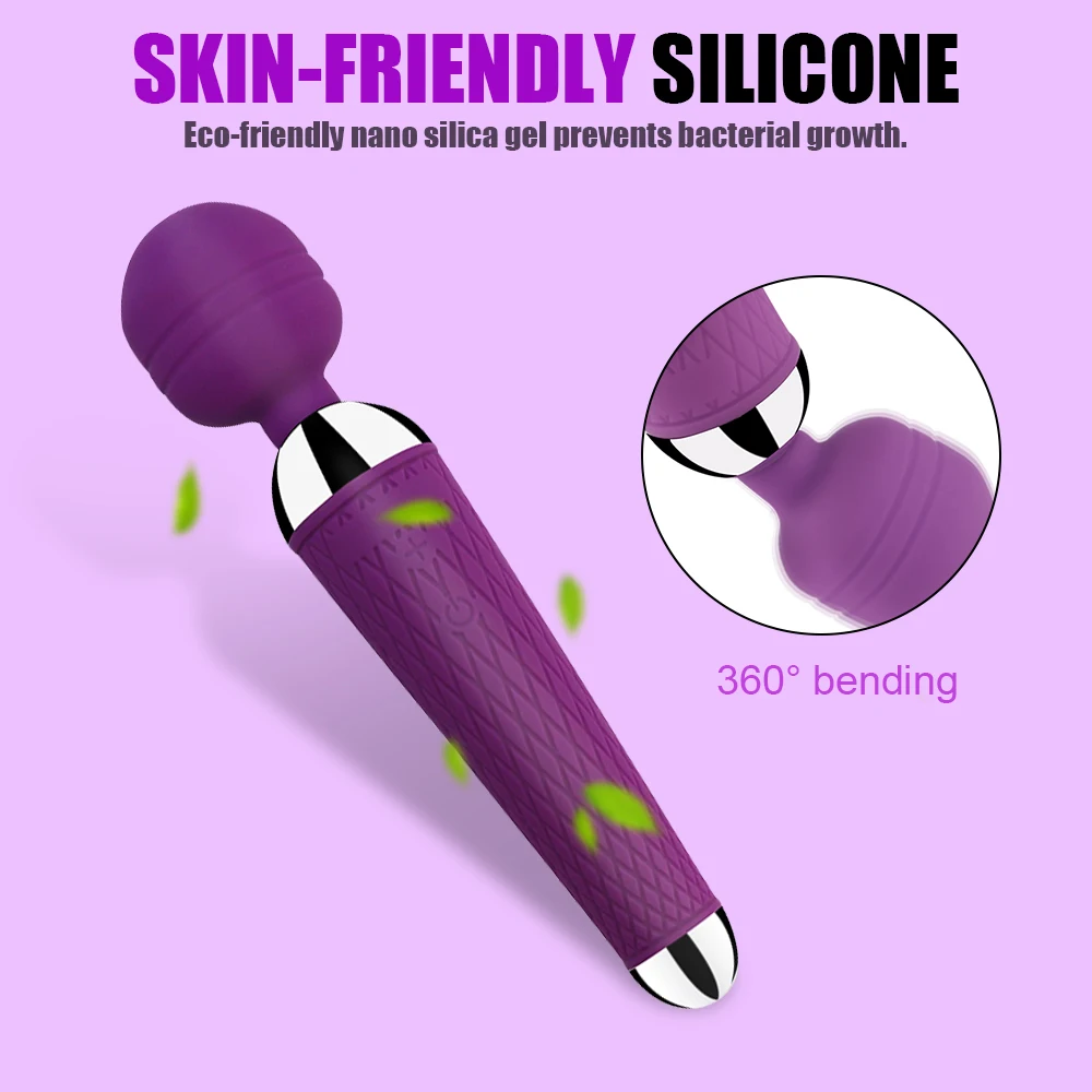 Powerful Vibrator 20 Speeds Clitoris G-Spot Stimulation AV Wand Stick Massager Dildo Masturbator Erotic Sex Toys for Adults 18