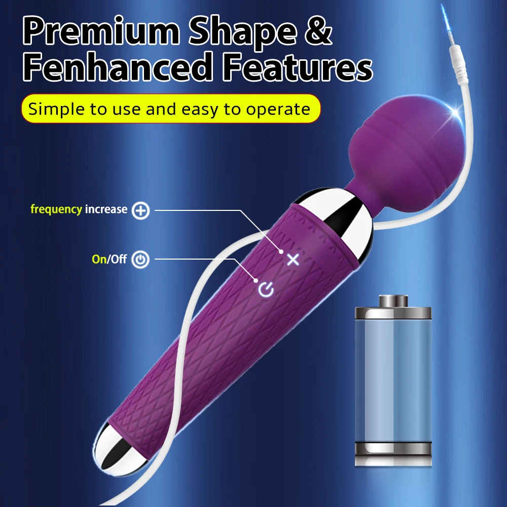 Powerful Vibrator 20 Speeds Clitoris G-Spot Stimulation AV Wand Stick Massager Dildo Masturbator Erotic Sex Toys for Adults 18