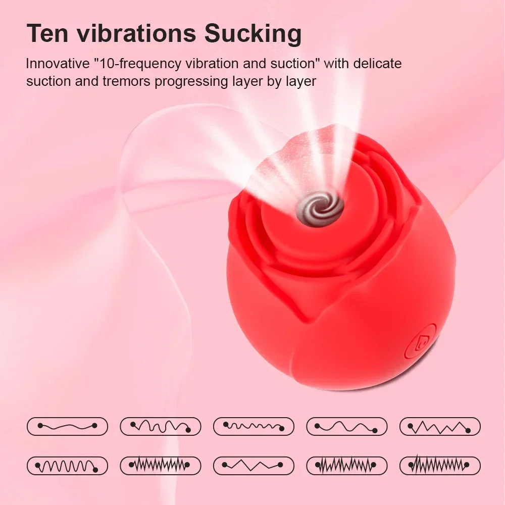 10 Speed Mode Rose Sucking Vibrator Sex Toy Vagina Nipple Clitoris Sucker Massager Stimulator Vibrator Adult Sex Toy for Women