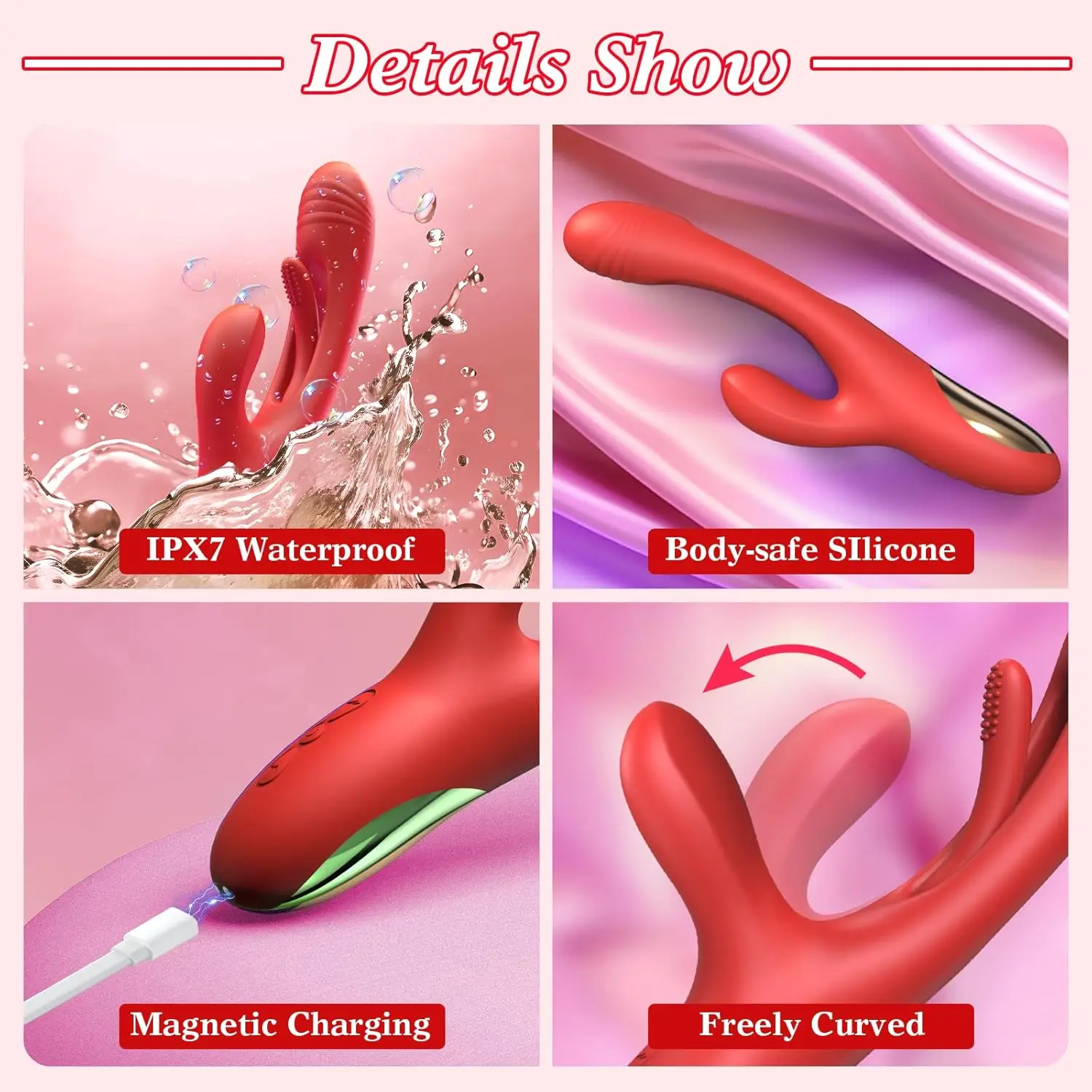 3 in 1 Female Masturbation G Spot Vibrator Stick Dildo 21modes Rabbit Massger USB Rechargeable Tapping Vibrator Adult Sex Toy
