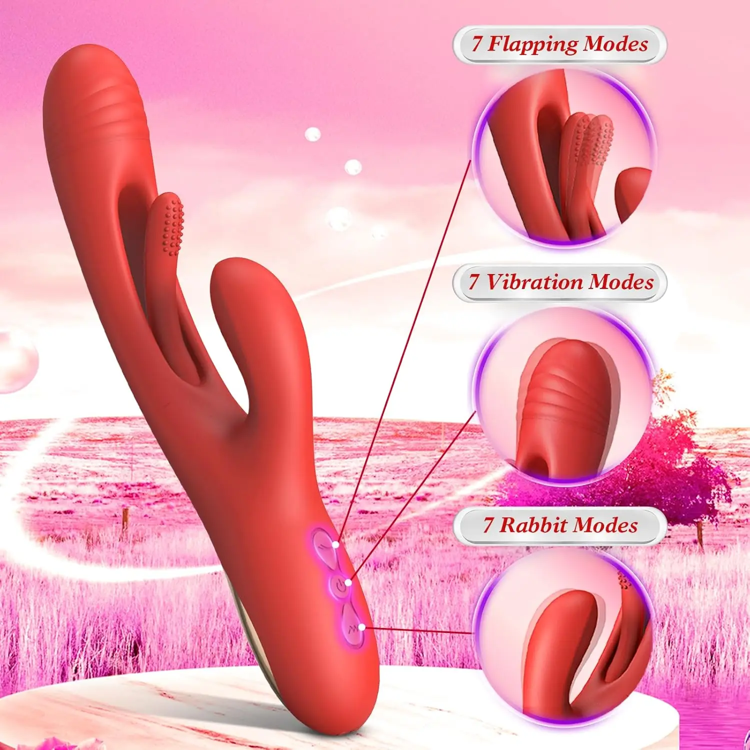 3 in 1 Female Masturbation G Spot Vibrator Stick Dildo 21modes Rabbit Massger USB Rechargeable Tapping Vibrator Adult Sex Toy