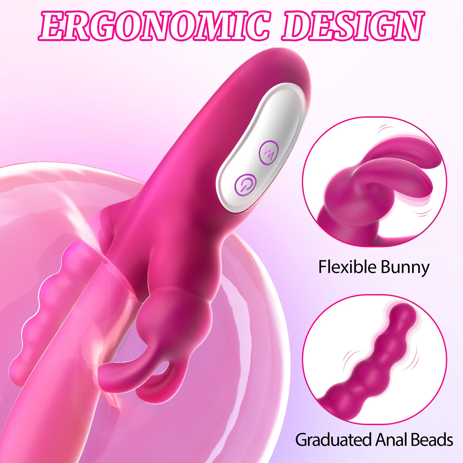 3 In 1 Dildo Rabbit Vibrator for Women G-Spot Orgasm Masturbator Anal Plug Clitoris Stimulator Female Masturbation Sex Toys 18+