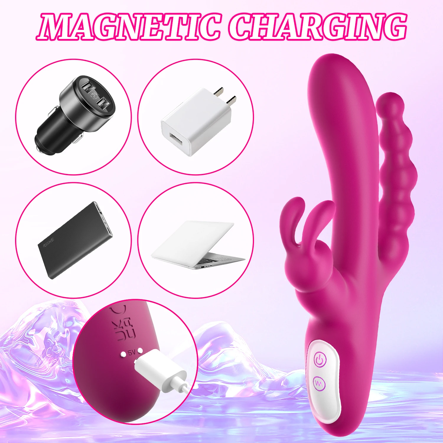 3 In 1 Dildo Rabbit Vibrator for Women G-Spot Orgasm Masturbator Anal Plug Clitoris Stimulator Female Masturbation Sex Toys 18+