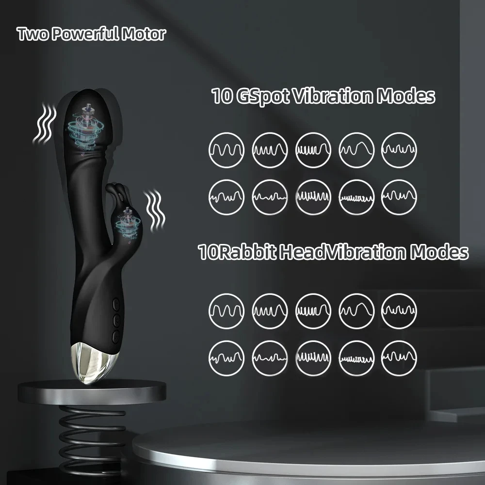 Powerful Rabbit G-Spot Vibrator for Women Clit Stimulator Vagina Massage Female Masturbator Dildo Silent Adult Supplies Sex Toy