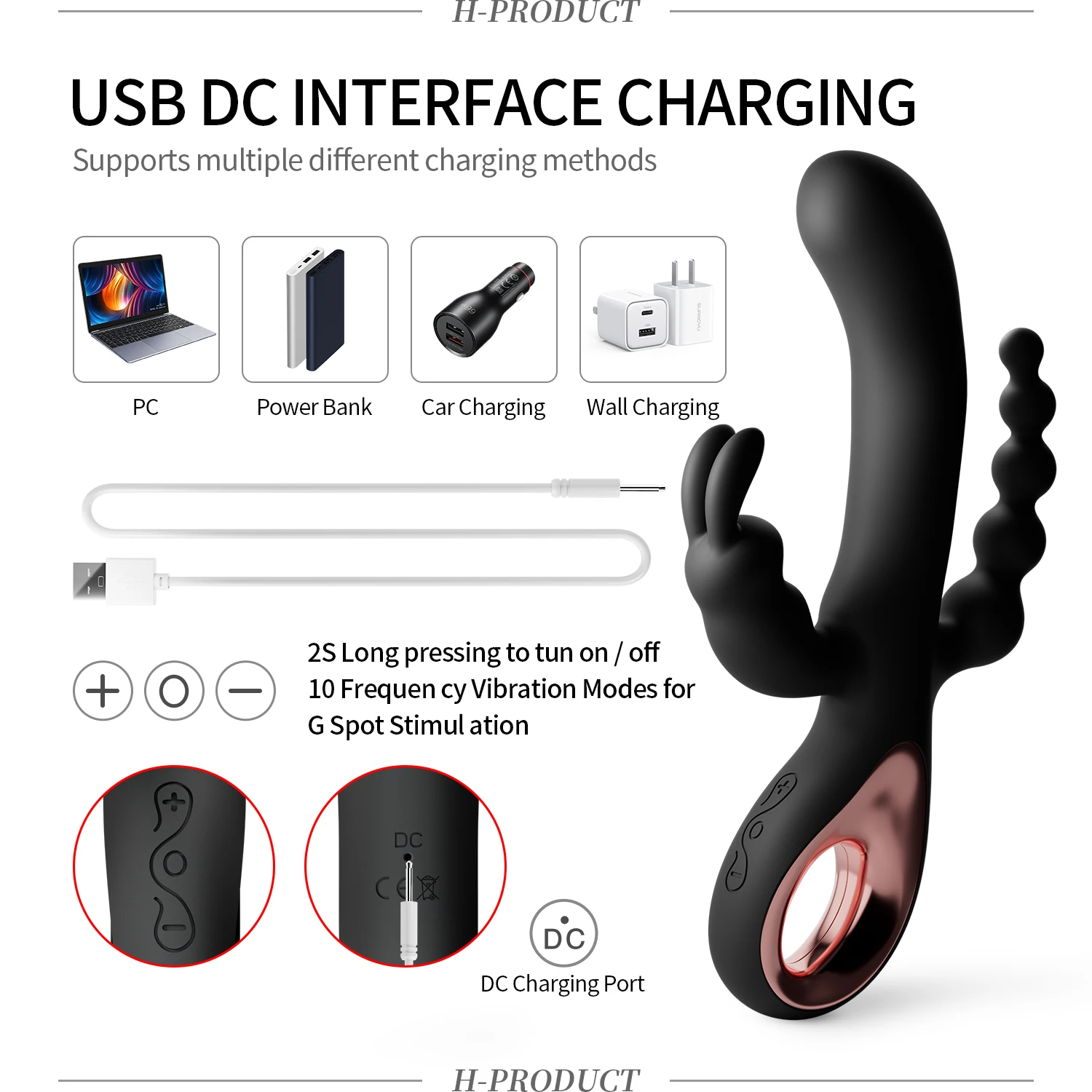 3 In 1 Thrusting Rabbit Vibrator for Women G-Spot Vibrator Anal Clitoris Stimulator Anal Plug Orgasm Masturbator Adult Sex Toys