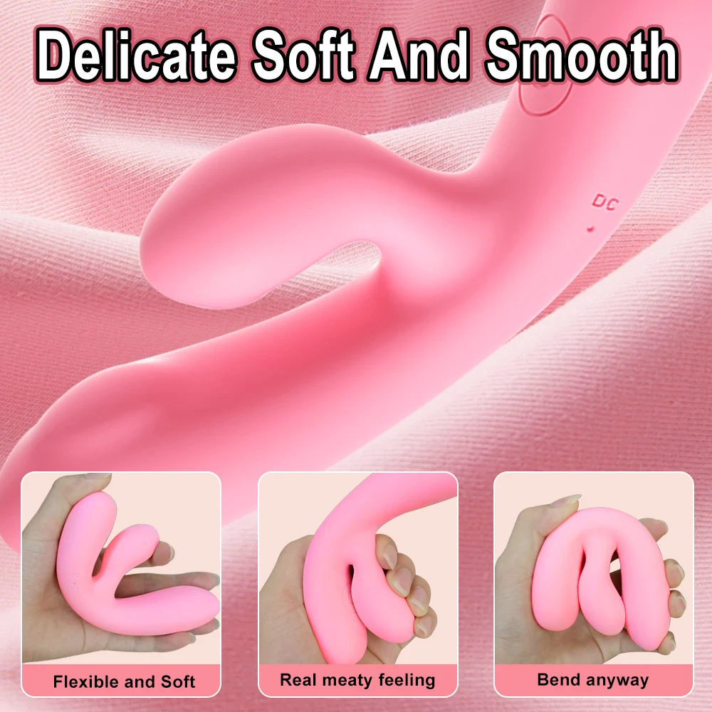 Rabbit Vibrator, Female G-spot Clitoral Stimulator, Vaginal Nipple Masturbation, False Penis, Silent Adult Sex Toy for Women